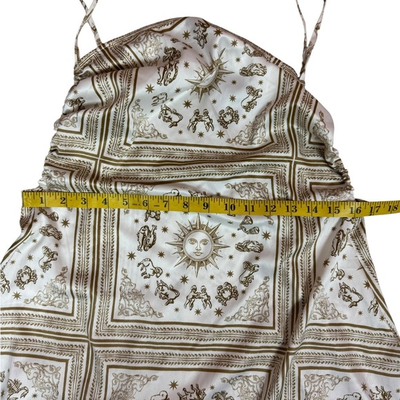 Danielle Bernstein Cream and Brown Zodiac Patterned Mini Dress Size 14. E47 - Picture 5 of 13